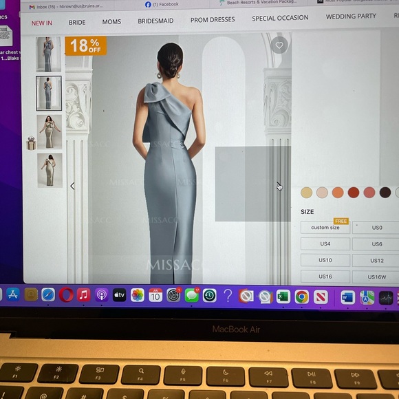 Dusty Blue Mother of the Bride/Groom dress.   One shoulder.  Full length. - Picture 7 of 9